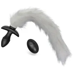 Kinky Puppy Plug vibrant avec Queue blanche Tail Curve 9 x 3.7cm Queue 30cm